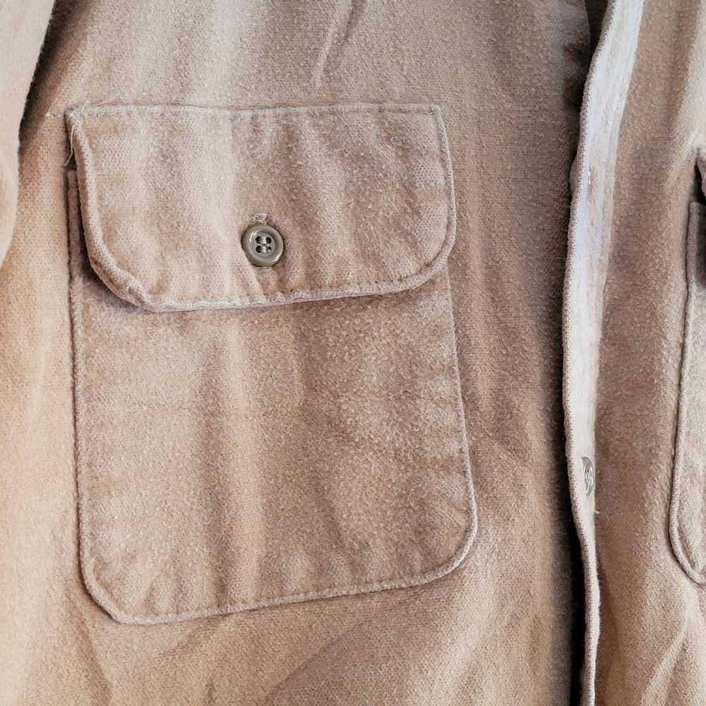Vintage Five Brothers Shirt Large Tan Chamois Flannel Cotton Button Up 15-M-15.5 - Picture 4 of 11
